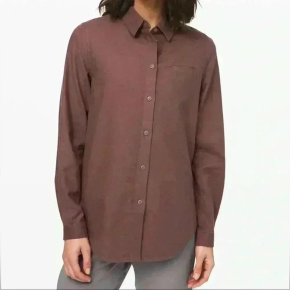 lululemon athletica Tops - Lululemon Full Day Ahead Shirt Antique Bark Size 10